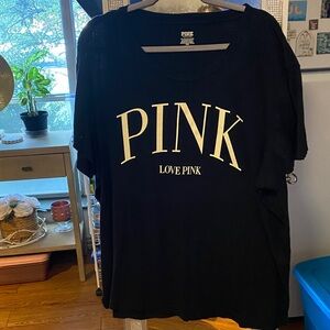Victoria's Secret Black Tee with Cream Print